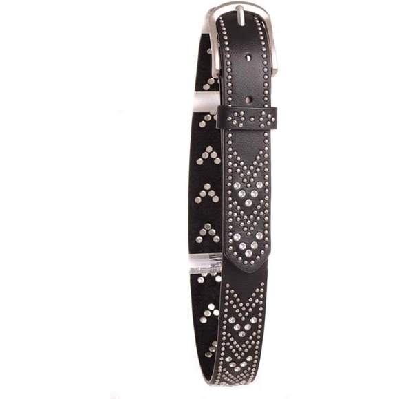 Nomad Creek NWT black leather bling gem belt womens size M - Picture 1 of 6